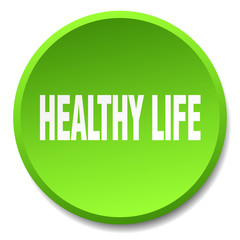 healthy life green round flat isolated push button