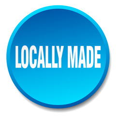 locally made blue round flat isolated push button