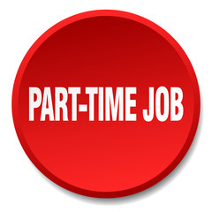 part-time job red round flat isolated push button