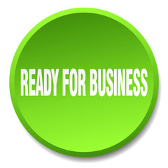 ready for business green round flat isolated push button