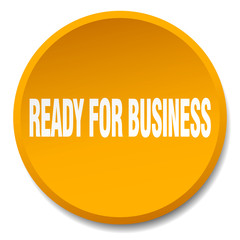 ready for business orange round flat isolated push button