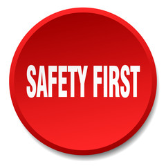 safety first red round flat isolated push button