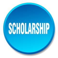 scholarship blue round flat isolated push button