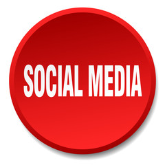 social media red round flat isolated push button
