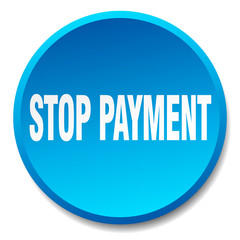 stop payment blue round flat isolated push button