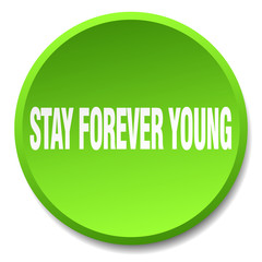 stay forever young green round flat isolated push button