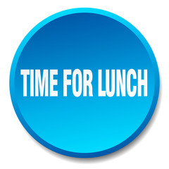 time for lunch blue round flat isolated push button