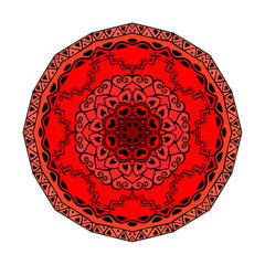 Mandala. Vector ornament in strawberry colors, round decorative element for your design