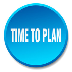 time to plan blue round flat isolated push button