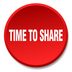 time to share red round flat isolated push button
