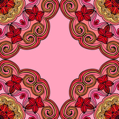 Seamless pattern with beautiful pink Mandalas. Vector illustration
