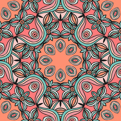 Seamless pattern with beautiful Mandalas. Vector illustration