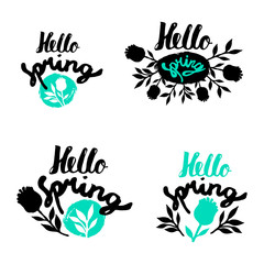 Obraz premium Hello spring lettering.