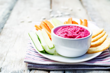 Beet white bean hummus