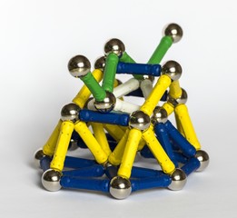 Kids crafts from the magnetic designer on a white Background