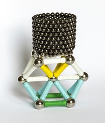 Kids crafts from the magnetic designer on a white Background