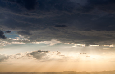 colorful dramatic sky with cloud at sunset