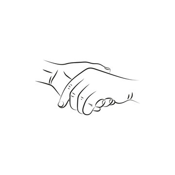 illustration vector drawn female and a male person holding hands