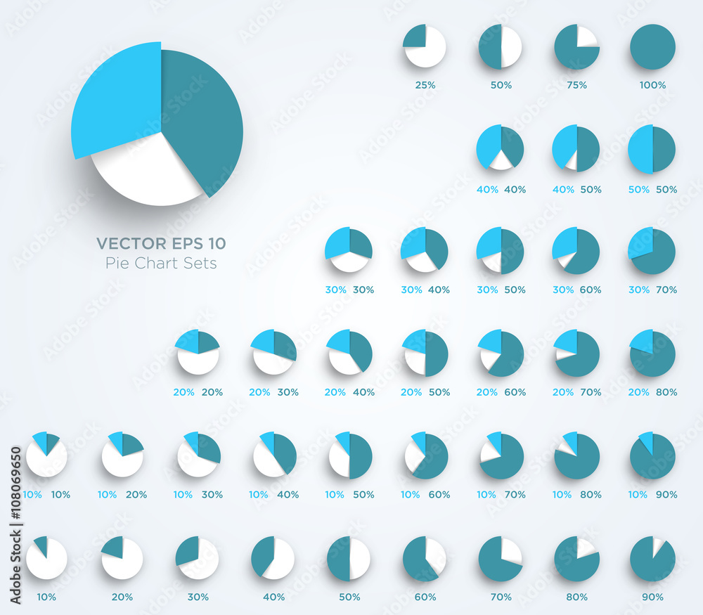 Poster infographic vector 3d pie chart sets c
