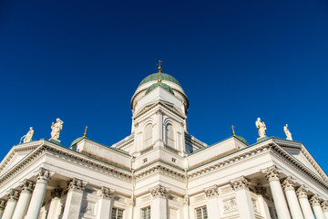 Fototapeta na wymiar Helsinki Cathedral: the Finnish Evangelical Lutheran cathedral. The church was originally built a tribute to the Grand Duke of Finland, Tsar Nicholas I of Russia