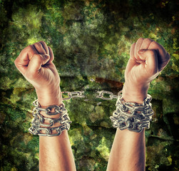 Two hands in chains