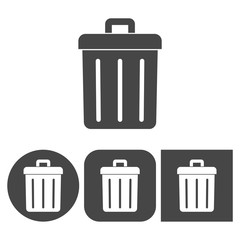 Trash bin - vector icons set