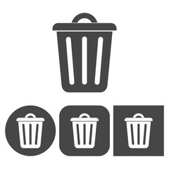 Trash bin - vector icons set