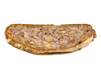 A slice of bread on a white background