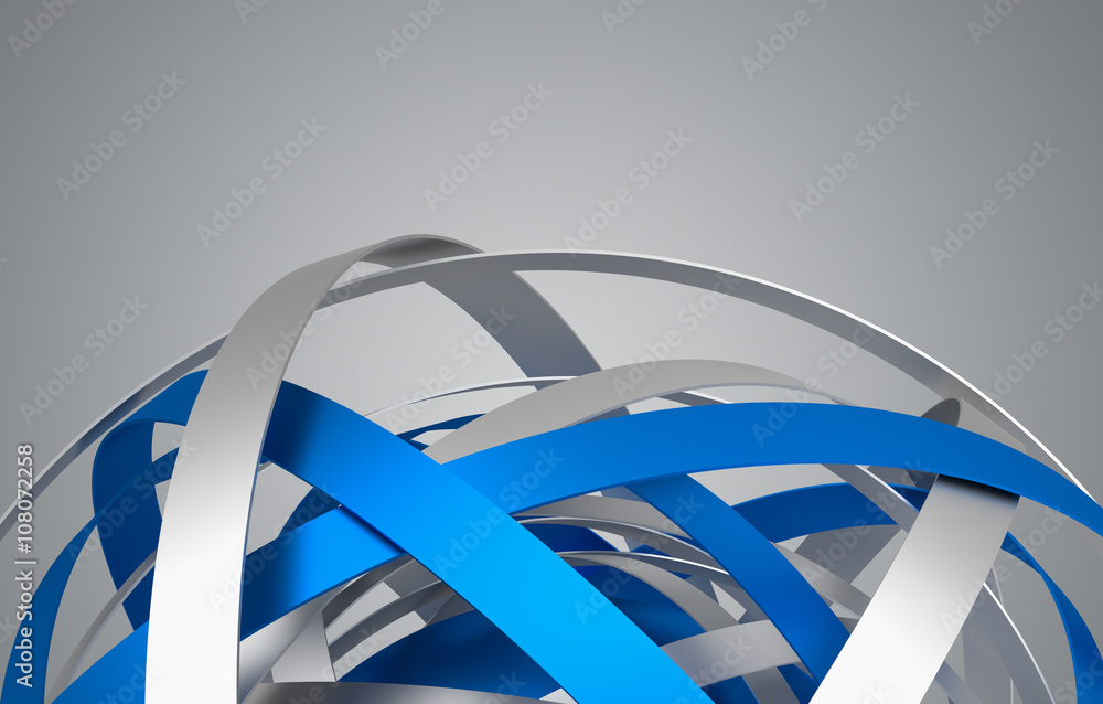 Poster abstract 3d rendering of sphere with rings in empty space. futuristic shape. surreal background.