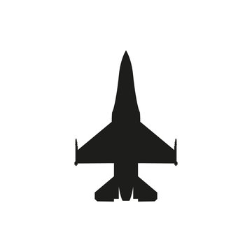 Simple Black Fighter Icon On White Background