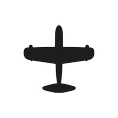 simple black Airplane icon with screw on white background