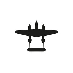 simple black retro Airplane icon on white background