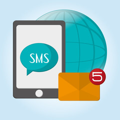 SMS graphic and smartphone design , vector illustration