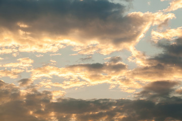 colorful dramatic sky with cloud at sunset