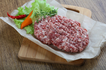 Raw burger cutlet