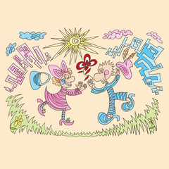 Meeting a couple man and woman