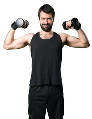 Fototapeta na wymiar Sportman doing weightlifting