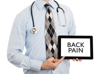 Doctor holding tablet - Back pain