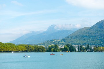 Fototapeta na wymiar Big lake arround the mountains