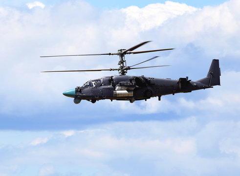 Combat helicopter in flight