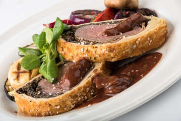 Beef Wellngton with vegetables