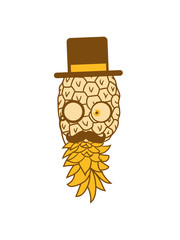 pineapple delicious food mr sir hat gentleman monokel cylindrical mustache mustache man funny face glasses
