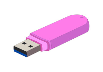 Vector illustration of pink usb flash drive