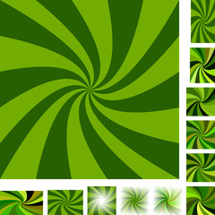 Green spiral background set