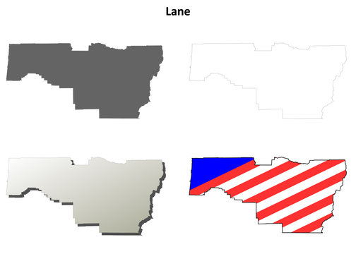 Lane County, Oregon Outline Map Set