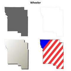 Wheeler County, Oregon outline map set