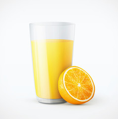 Glass of orange juice with fruit