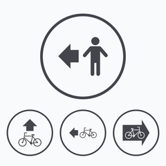 Pedestrian road icon. Bicycle path trail sign.