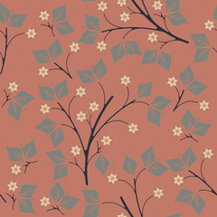 Beautiful endless pattern with leaves and flowers