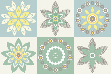 Decorative pattern with stylish flowers and floral elements